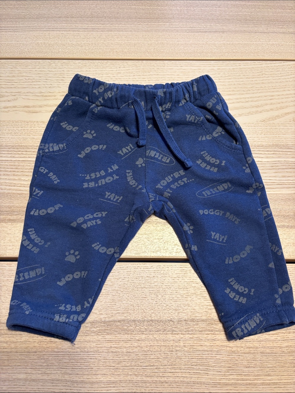 Zara Navy Blue Jogger Pants with Paw & Text Print